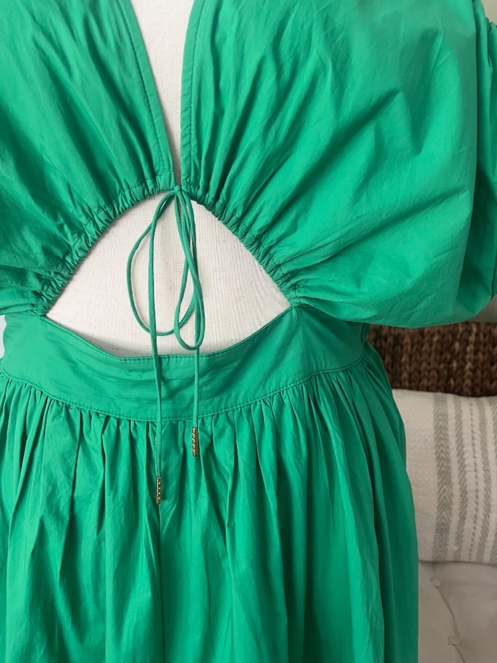 J. Brooks Naomi Ruched Cut-Out Midi Dress | Kelly Green | Size XL - Picture 4 of 7